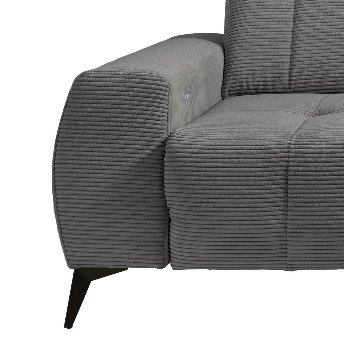 Ecksofa Mit Usb Anschluss Sano, Grau, S: 261x200 Cm - Schwarz/Grau, MODERN, Textil (261/200cm) - Livetastic