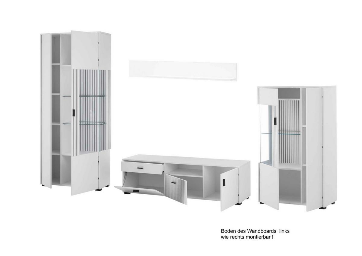 Wohnwand Hudson Weiß/Schwarz B: 320cm - Schwarz/Weiß, Design, Glas/Holzwerkstoff (320/180/42cm) - MID.YOU
