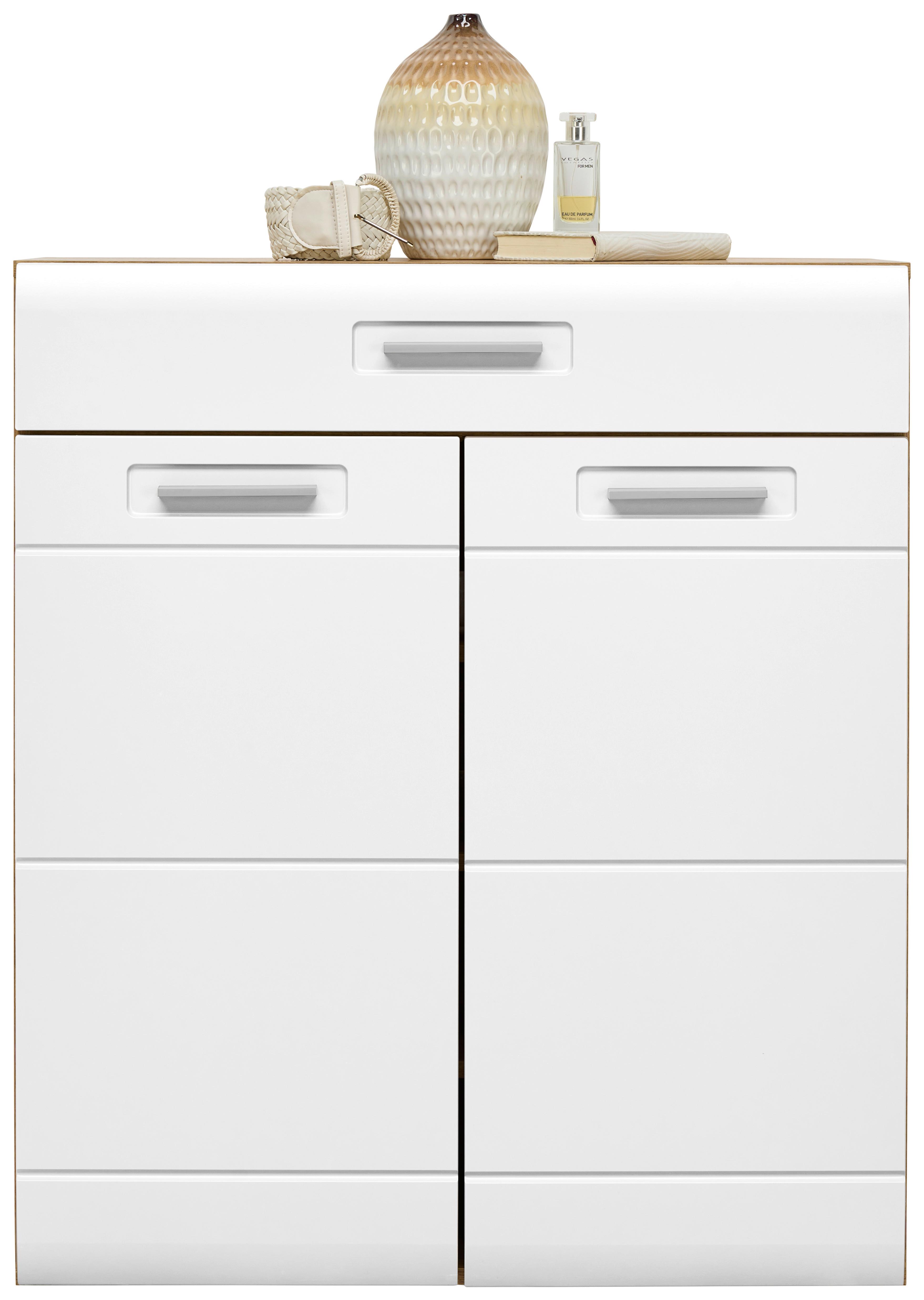 Kommode B: 85 Cm Auris Weiß/eichefarben - Eichefarben/Weiß, MODERN (85/99,6/37,1cm) - Luca Bessoni