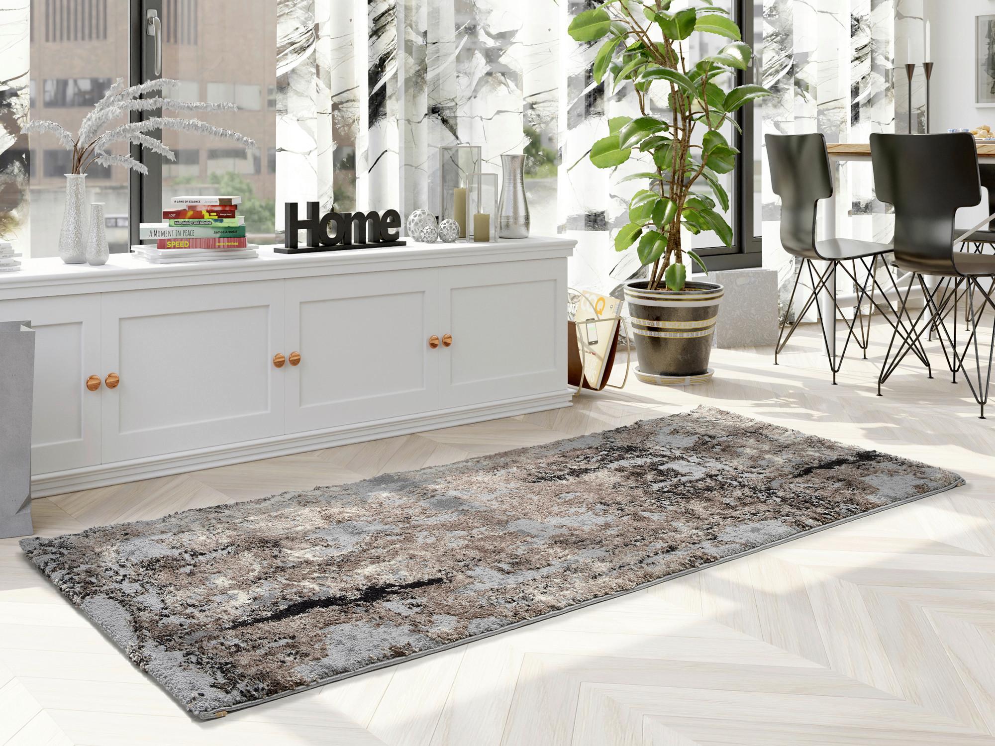 Teppich Läufer Braun/Beige Timeline Quantum 80x200 cm - Beige/Braun, Design, Textil (80/200cm) - Novel