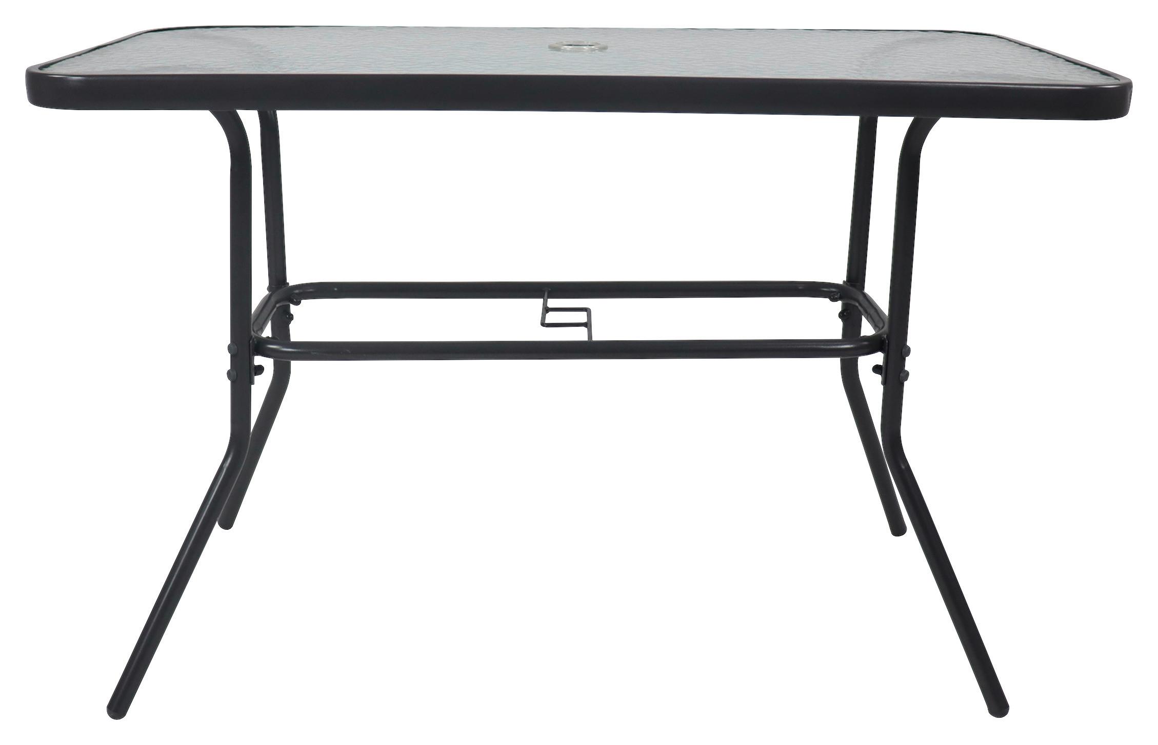 Záhradný stôl 110x55cm - antracitová, Basics, kov/sklo (110/55/70cm) - Gardenson