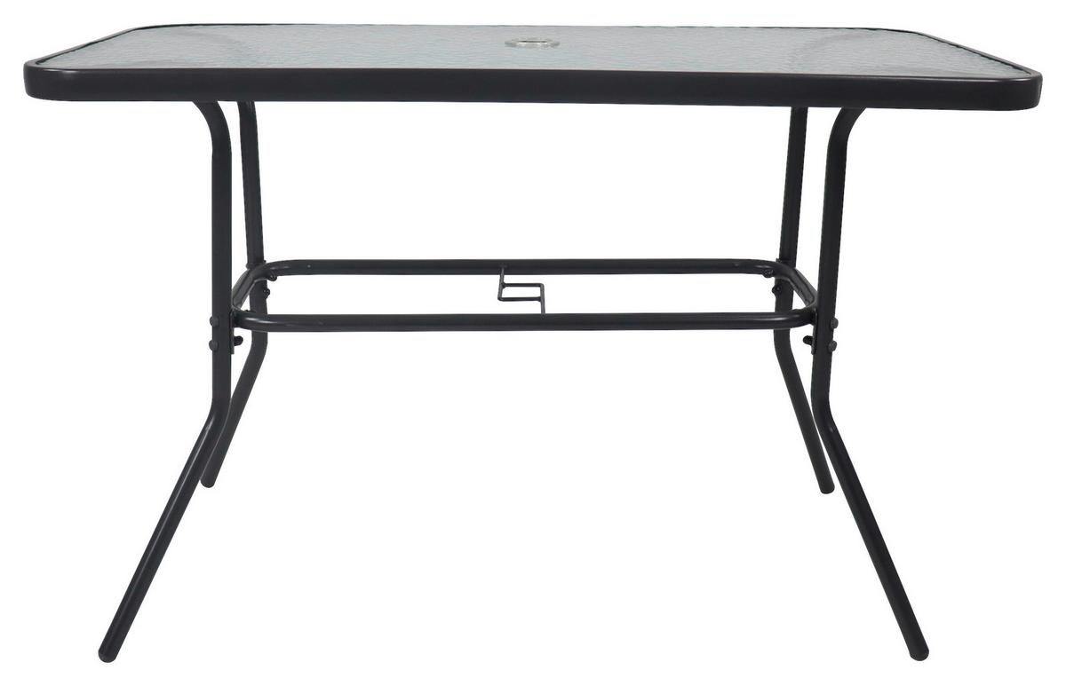Záhradní stůl 110x55cm - antracitová, Basics, kov/sklo (110/55/70cm) - Gardenson
