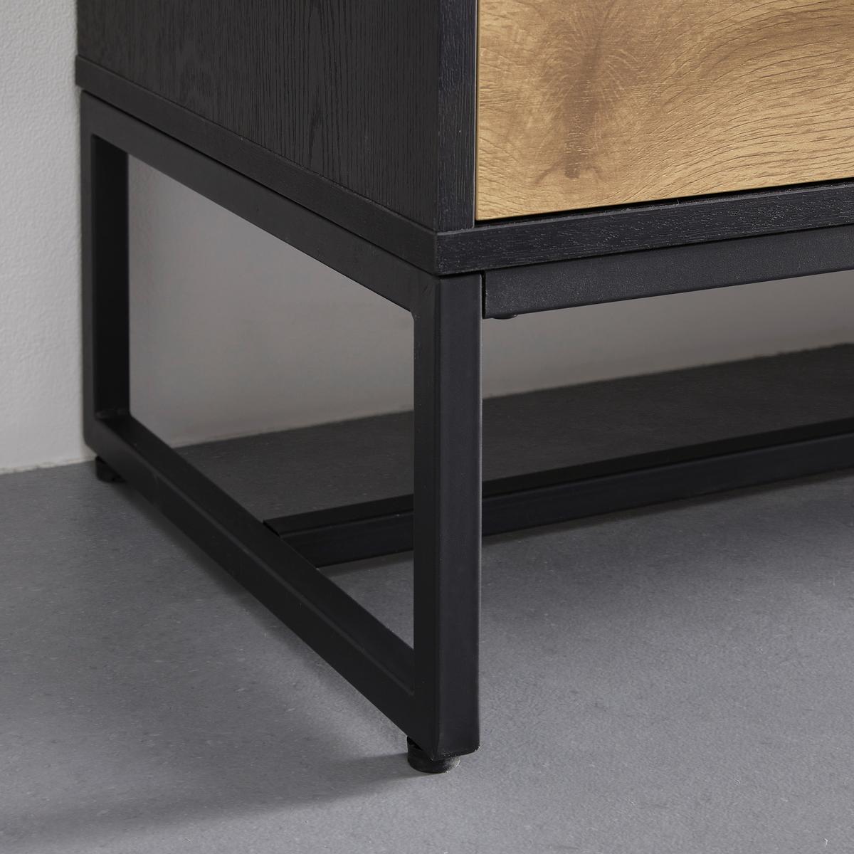 Komoda GIORGIA - čierna/farba duba, Modern, kov/kompozitné drevo (100/140/40cm) - Bessagi Home