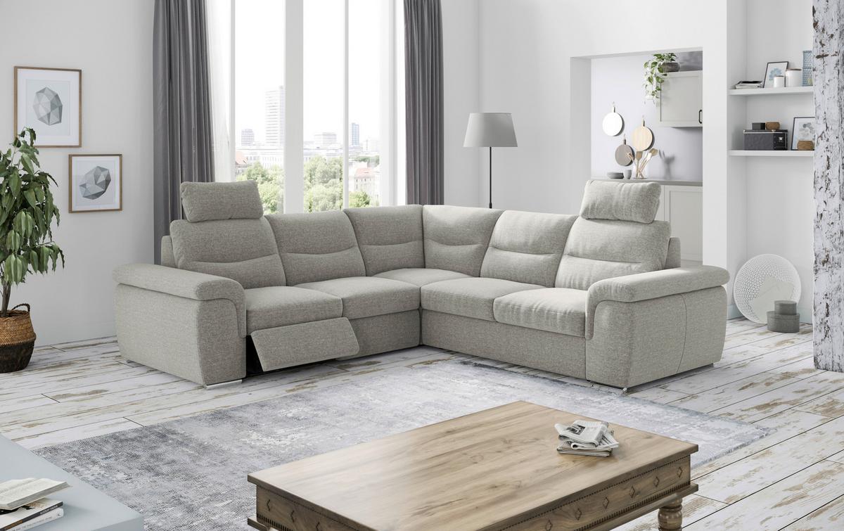 Sarokgarnitúra Hella - világosszürke, Konventionell, textil (262/88-112/260cm)