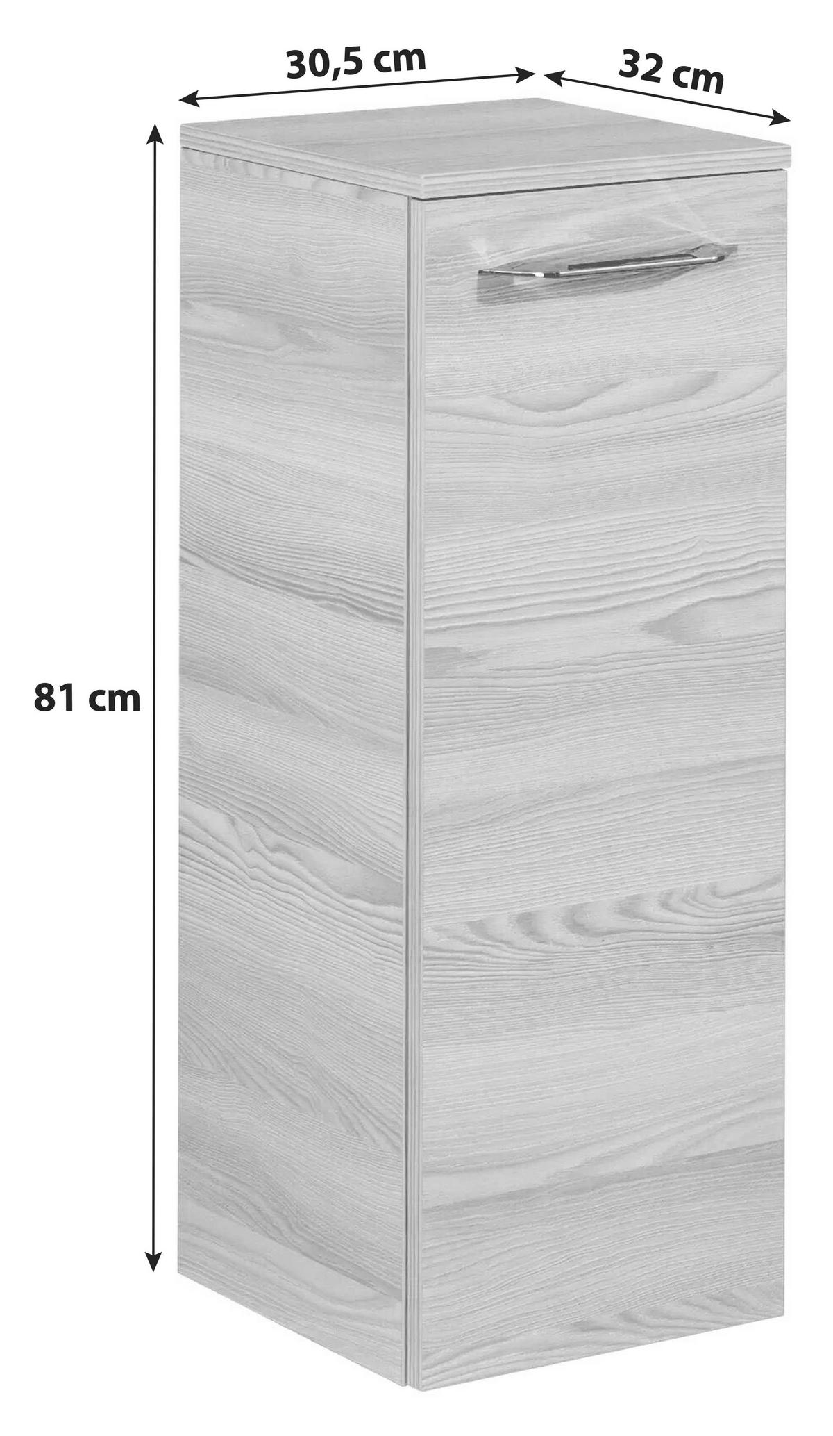 Midischrank mit Türdämpfer B.clever B: 30,5 cm Weiß - MODERN, Glas/Holzwerkstoff (30,5/81/32cm) - MID.YOU