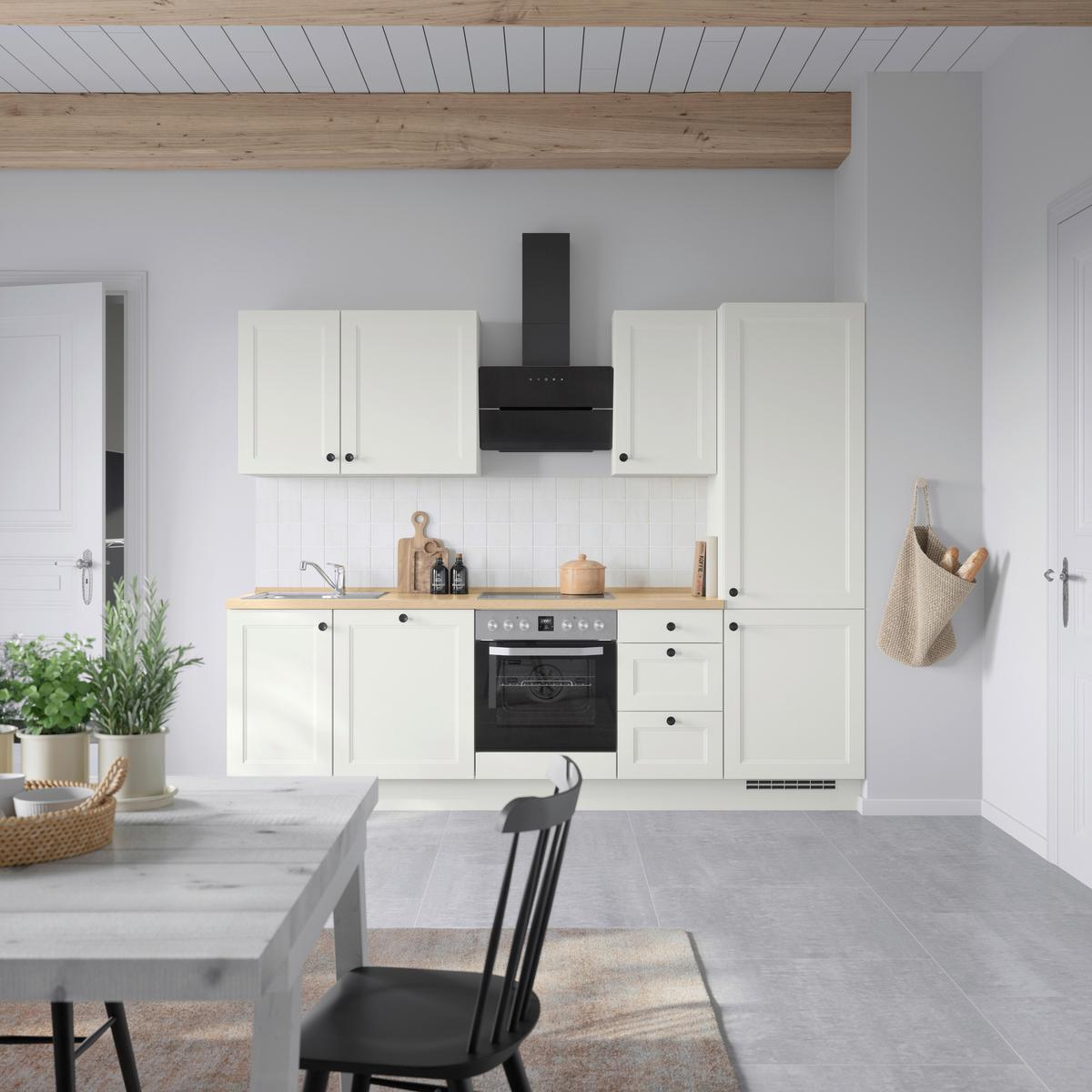 Kuchynská linka 270 cm, biela/dekor dub Sierra - čierna/biela, Modern, kov/kompozitné drevo (270cm) - Nobilia