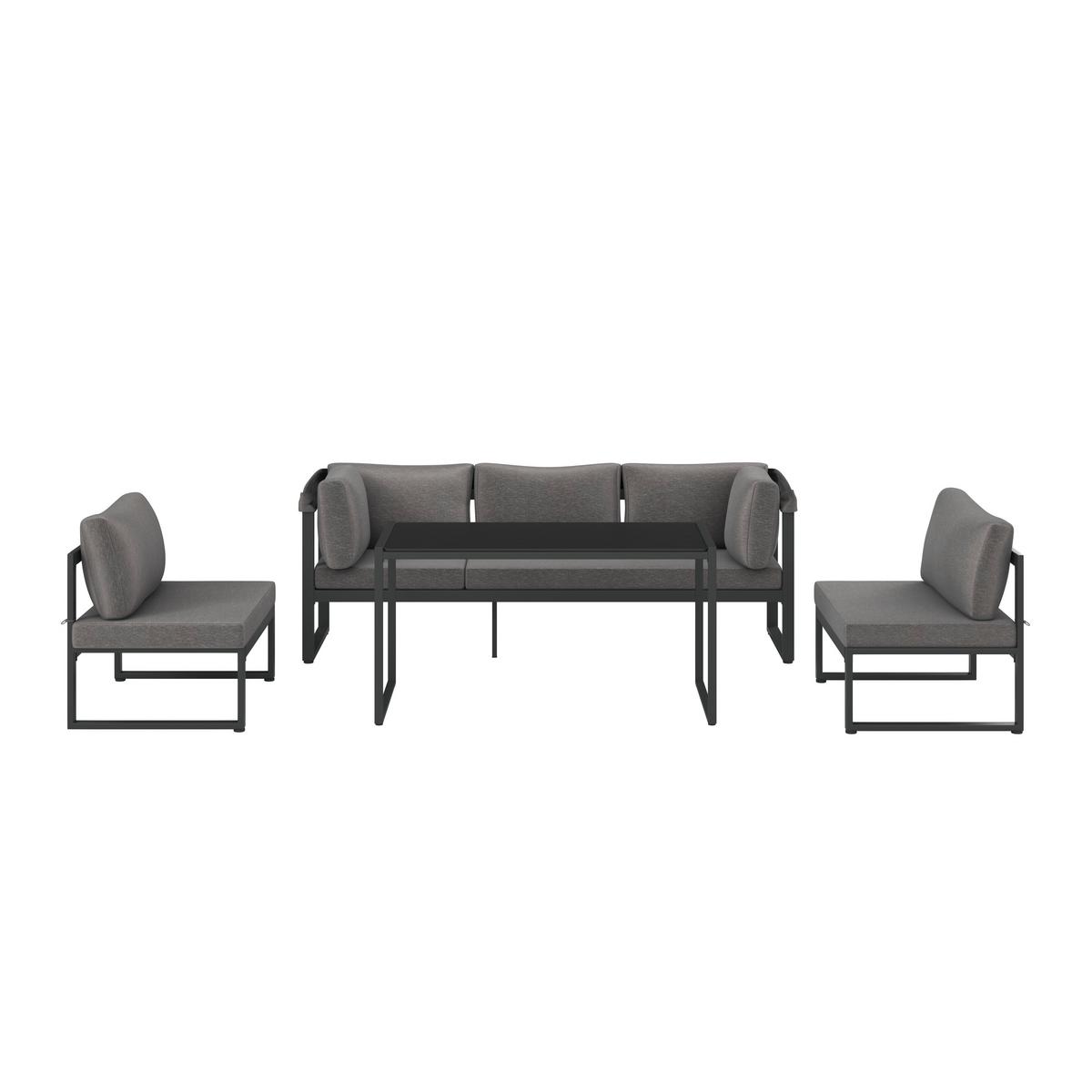 Lounge Garnitúra Lagos - antracit/szürke, Modern, textil/fa - Beldano