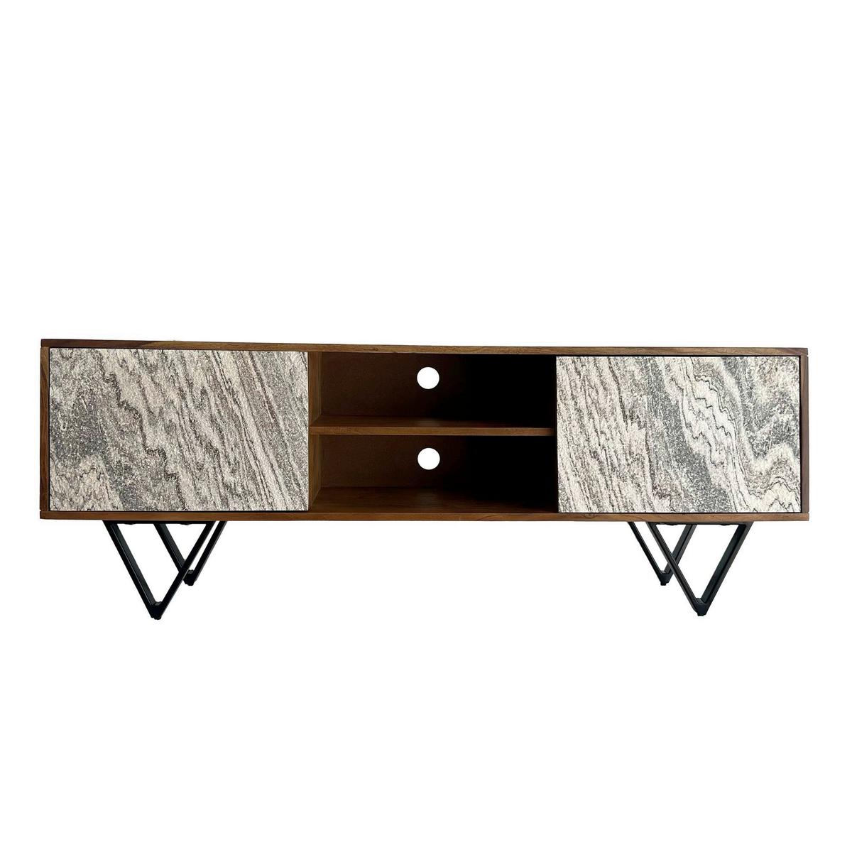 Lowboard Sheeshamfarben B: 150cm - Sheeshamfarben/Schwarz, Natur, Holz (150/56/35cm) - Livetastic