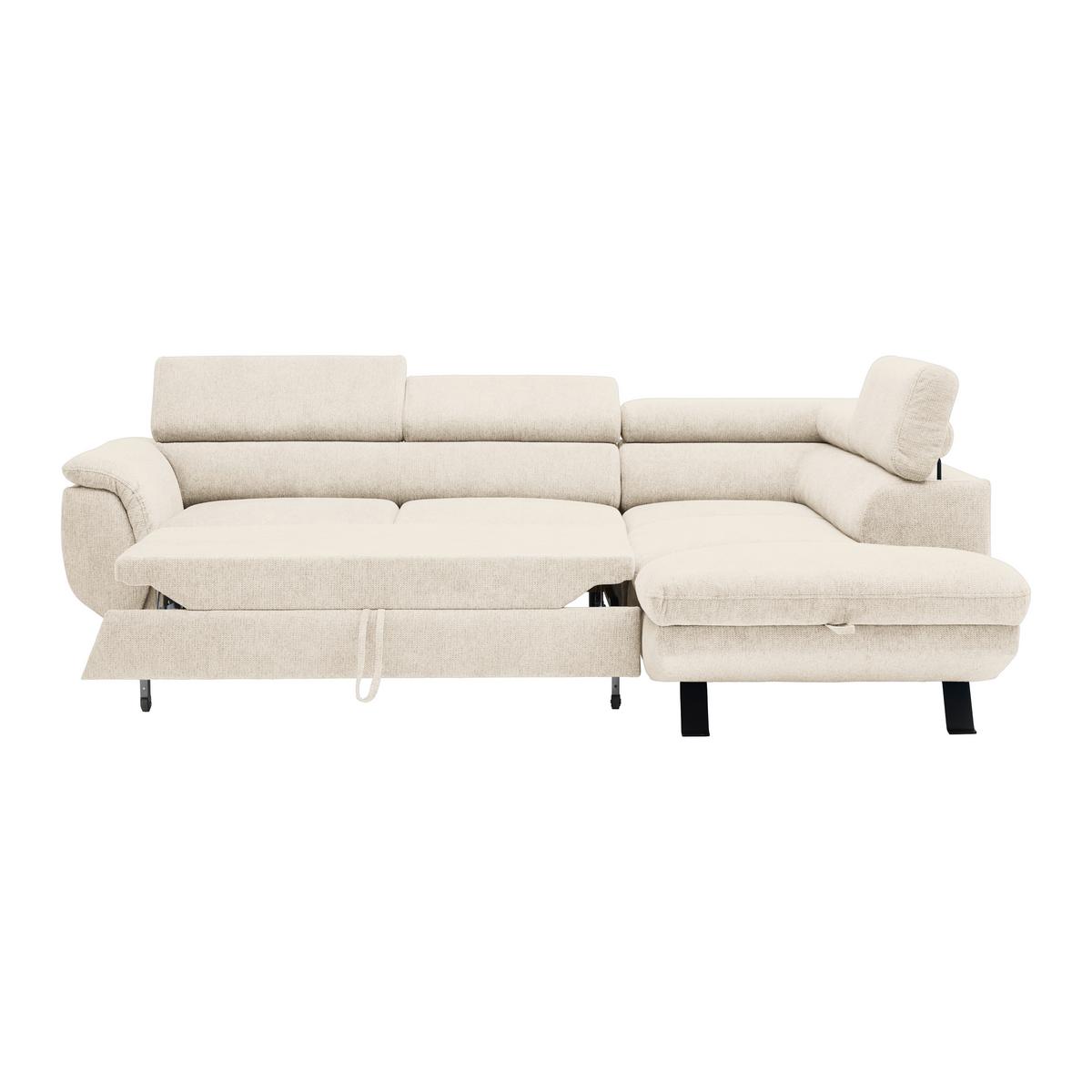 Rohová sedačka RAVEN, pravá, béžová - černá/béžová, Moderní, kov/textil (257/198cm) - Mömax