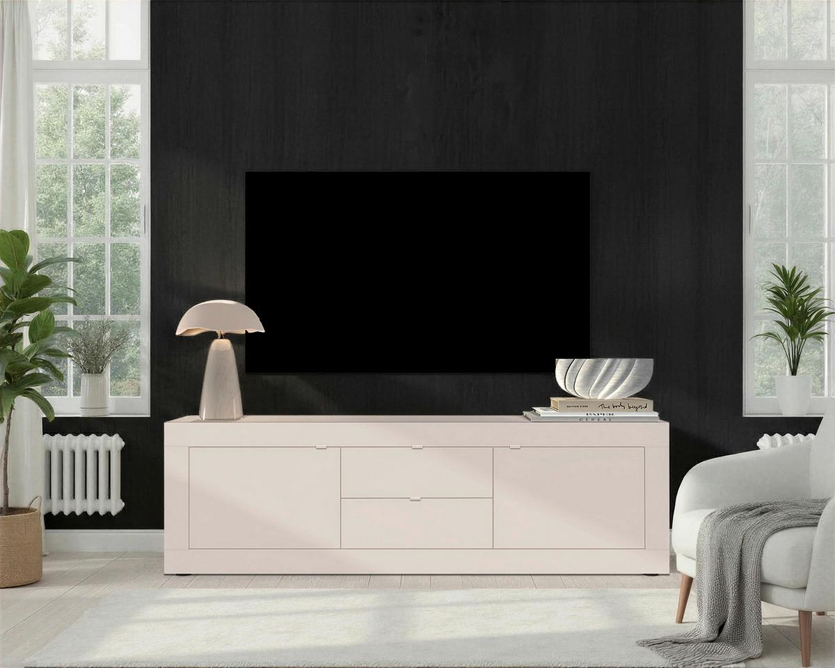 Lowboard Basic Kaschmir B: 210 Cm - Kaschmir/Schwarz, Design, Holzwerkstoff (210/65/43cm) - MID.YOU