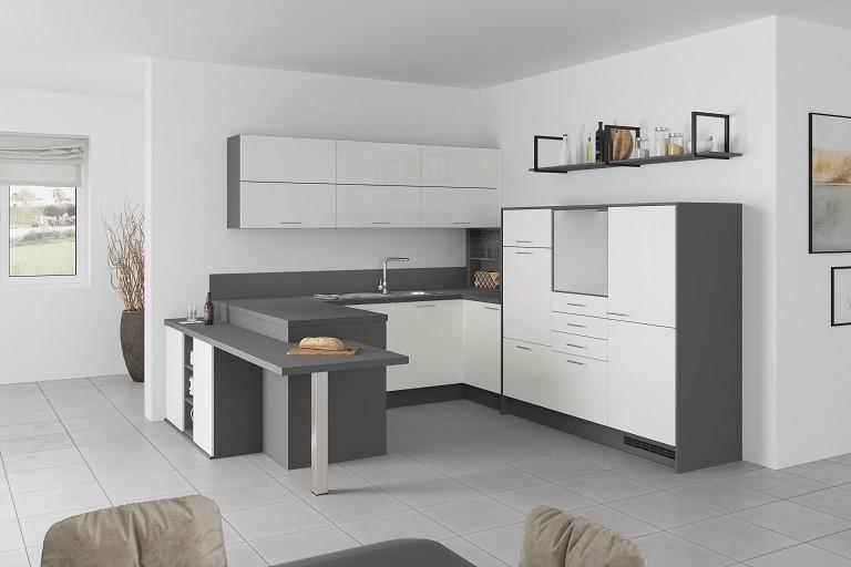 U-küche Ip3150 Grau/grafit 255x294x298 Cm Ohne Geräte