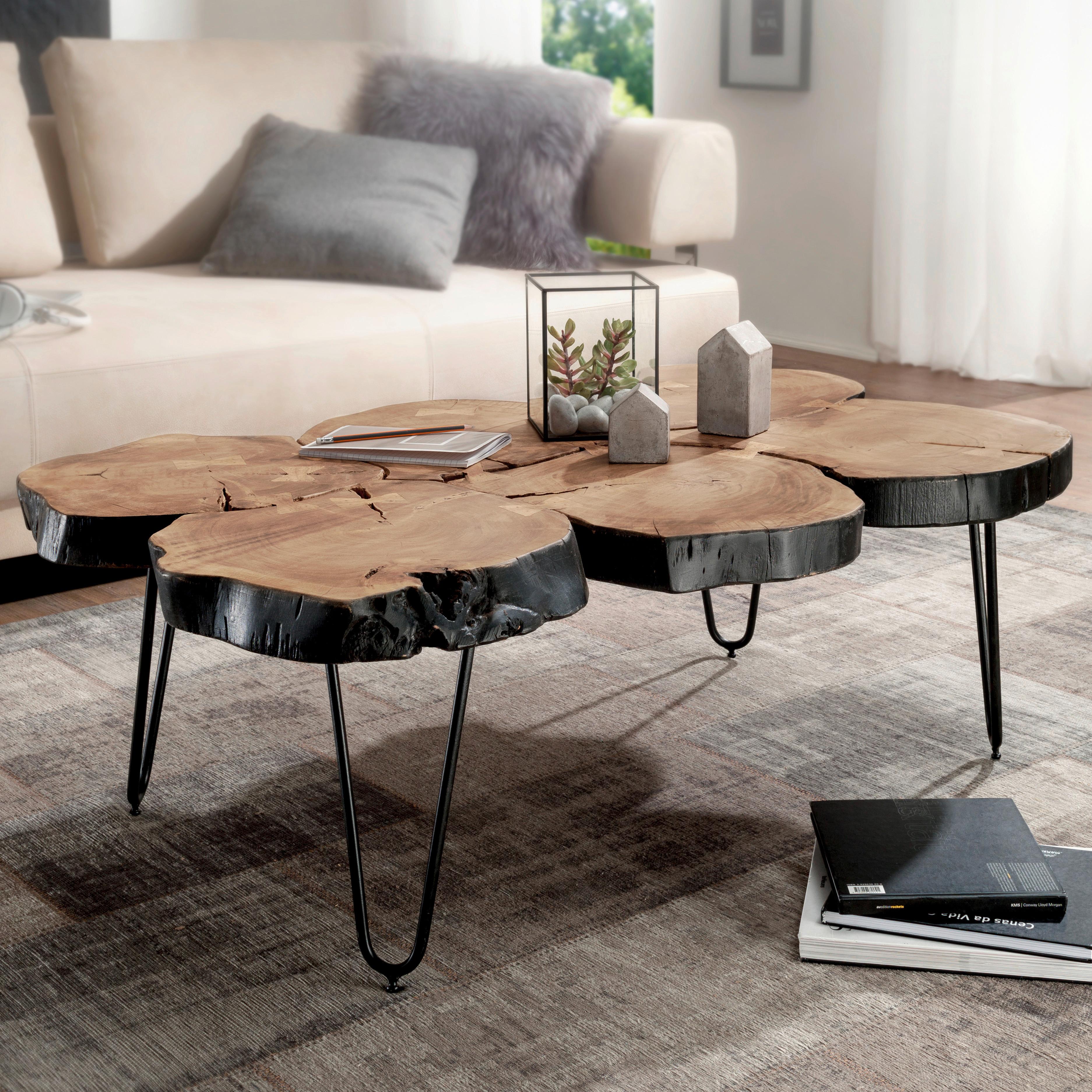 Couchtisch Wl1.510 - Schwarz/Akaziefarben, Design, Holz/Metall (115/70/40cm) - MID.YOU