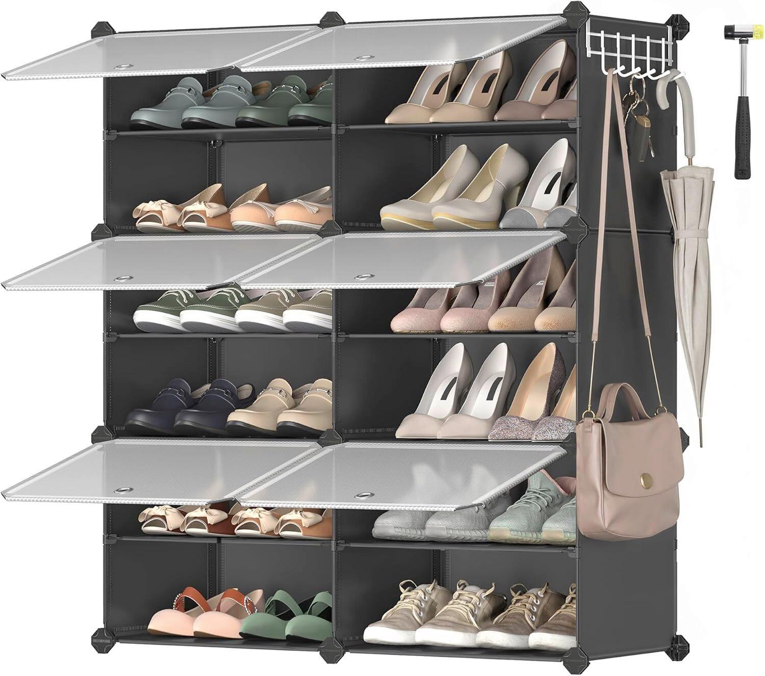 SCHUHREGAL Schwarz, Weiß B: 82 cm - Schwarz/Weiß, Basics, Kunststoff/Metall (82/92/32cm)