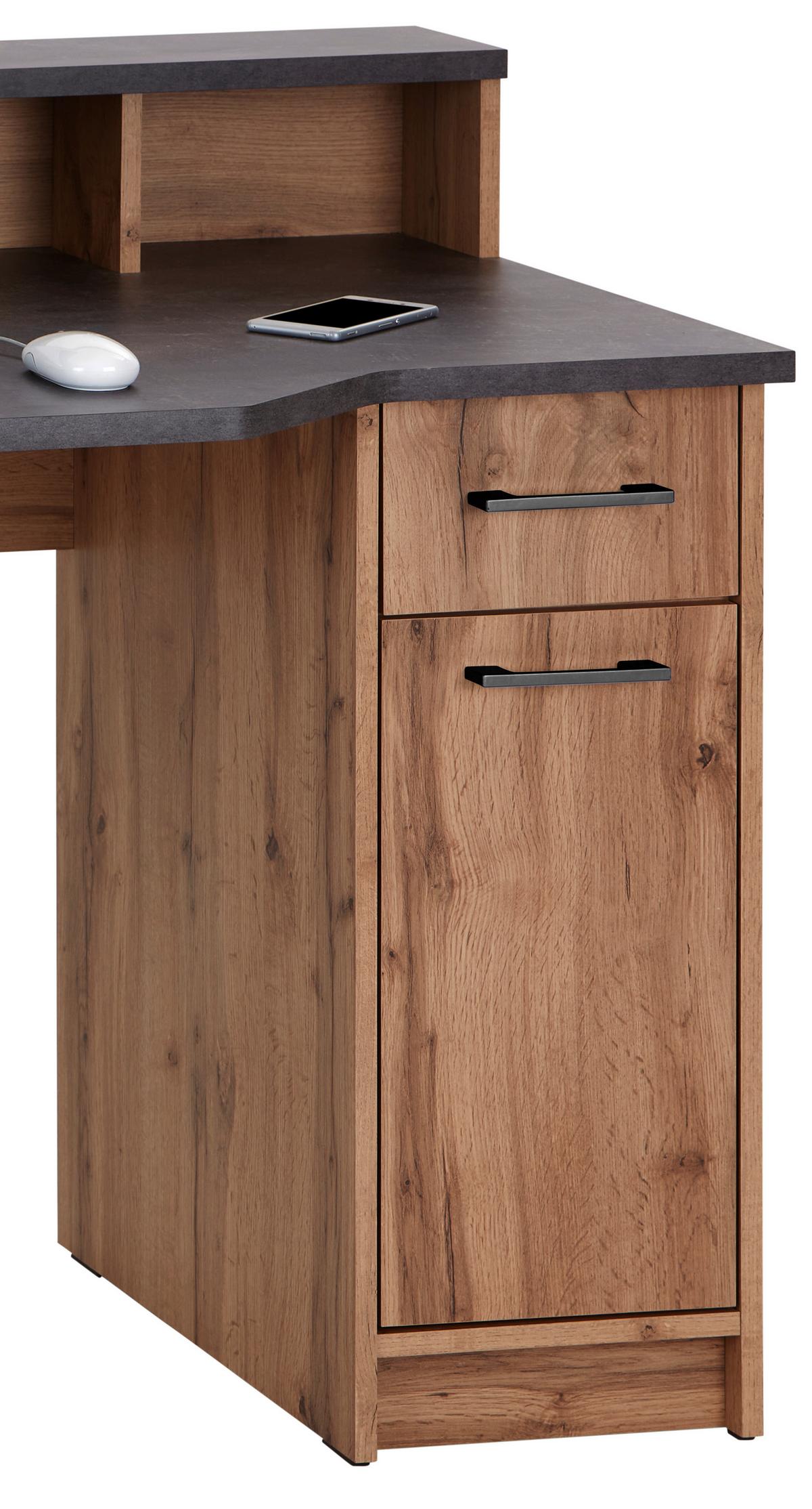 Psací stůl TOBI TOBI MX 166 - šedá/barvy dubu, Moderní, kompozitní dřevo/plast (150/91/68cm)
