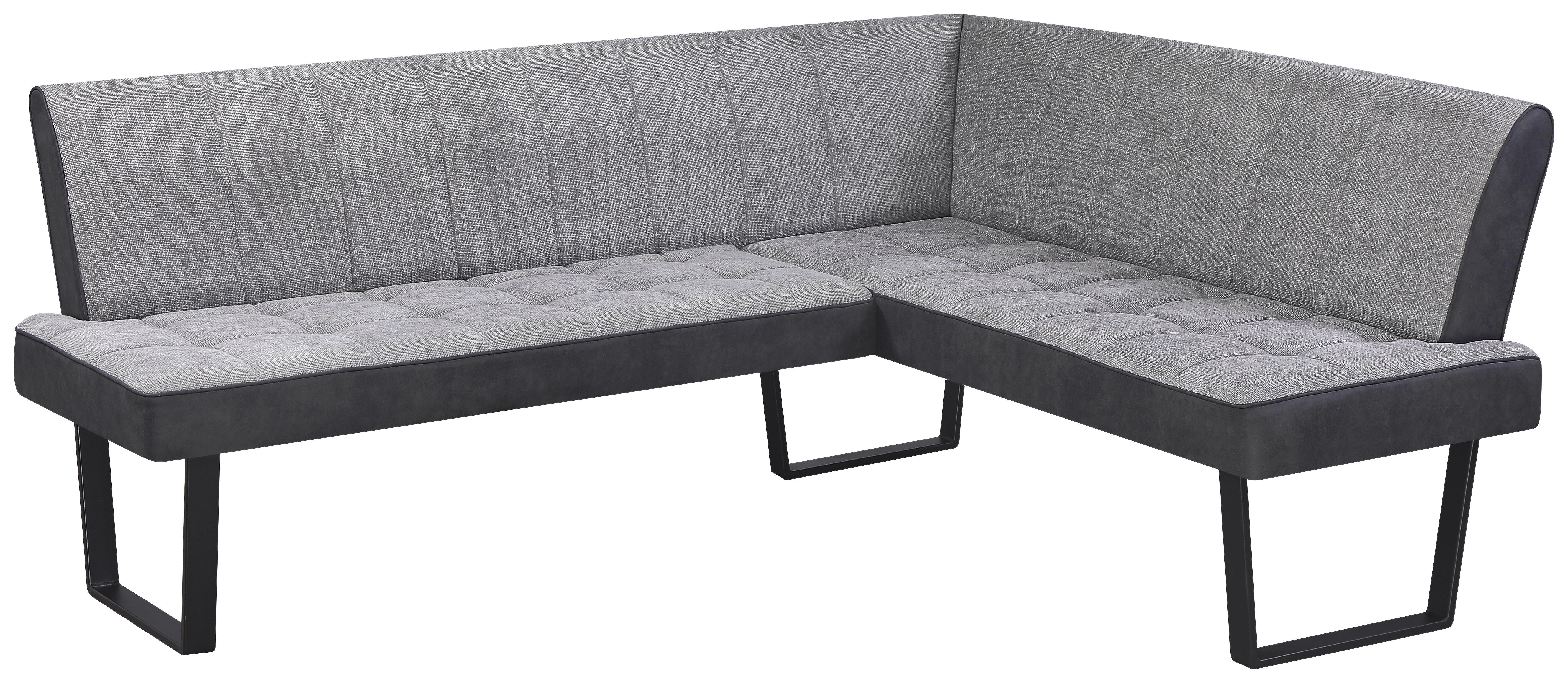 Eckbank Pag - Hellgrau/Schwarz, KONVENTIONELL, Textil/Metall (200/160cm) - MID.YOU