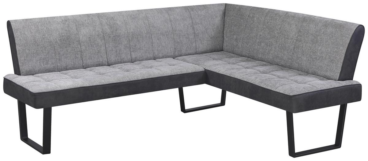 Eckbank Pag - Hellgrau/Schwarz, KONVENTIONELL, Textil/Metall (200/160cm) - MID.YOU