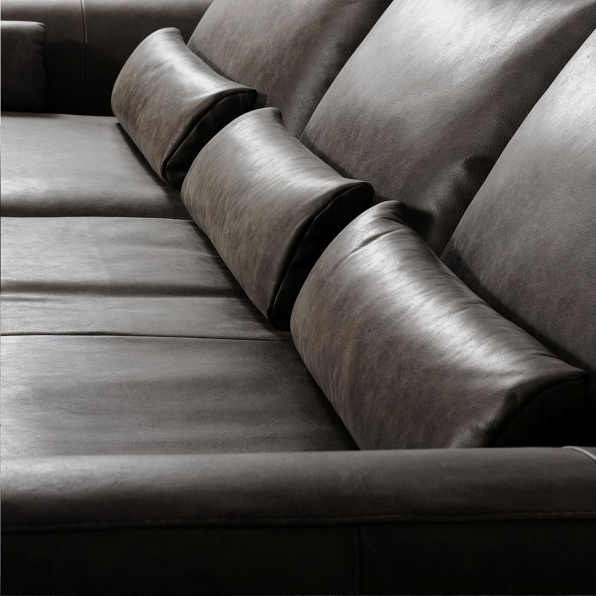 Ecksofa Berlin Fango S: 172 cm - Fango/Schwarz, Design, Leder (172/313cm) - Livetastic