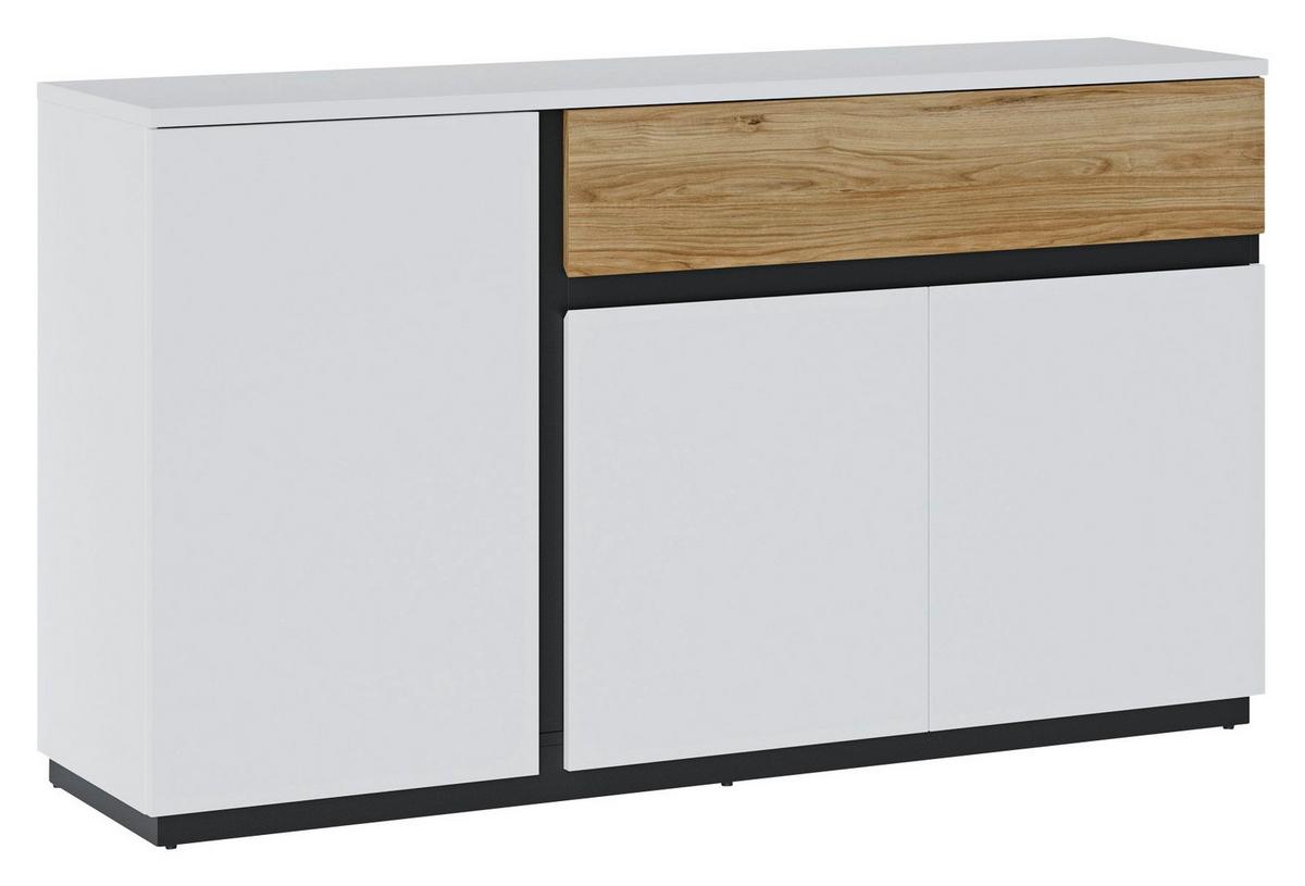 Sideboard Novena Alpinweiß B: 154,8 cm - Eichefarben/Schwarz, Trend, Holzwerkstoff (154,8/87,3/40cm)