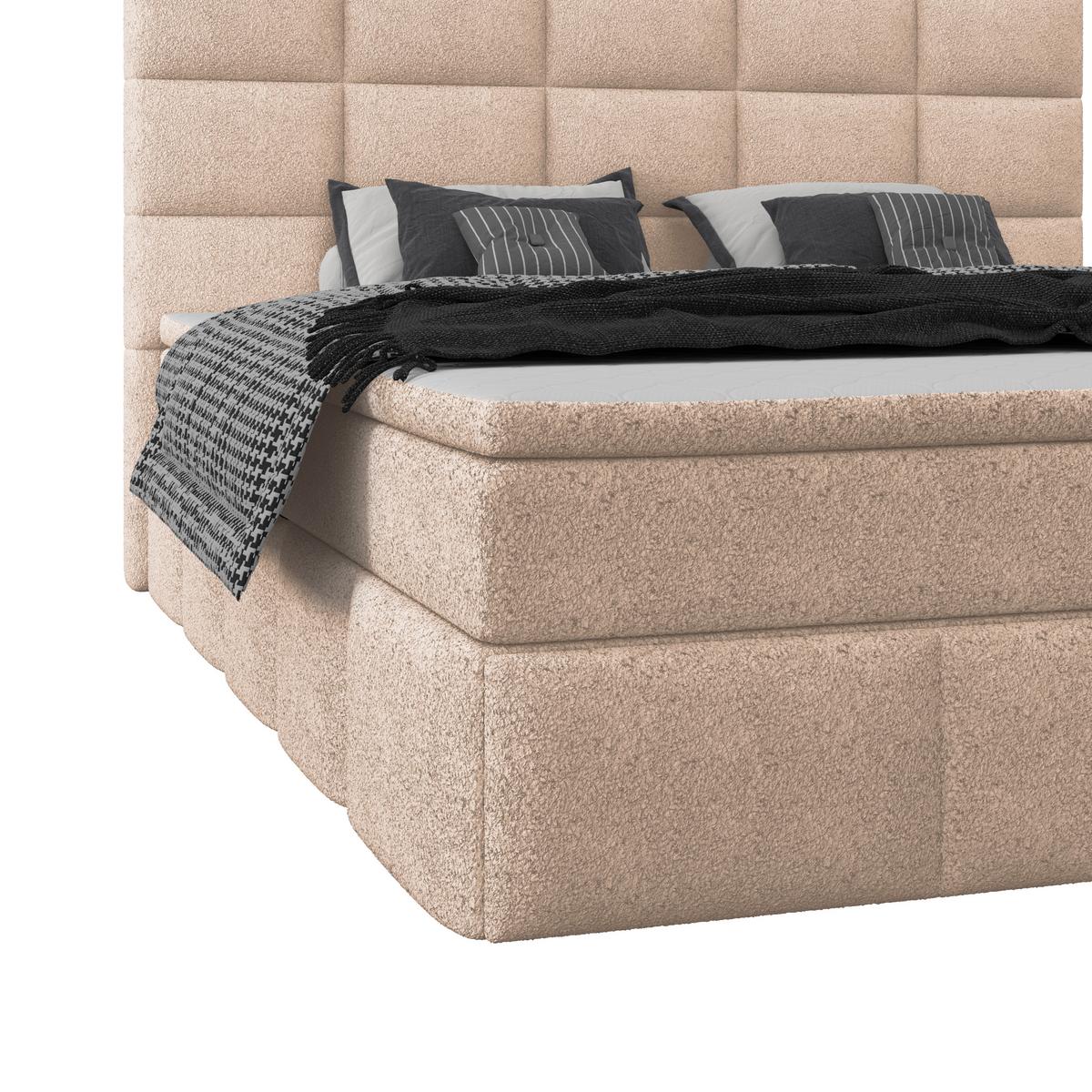 Polsterbett Alba Boucle Hellbraun, 180x200 Cm - Hellbraun/Schwarz, Trend, Textil (180/200cm)