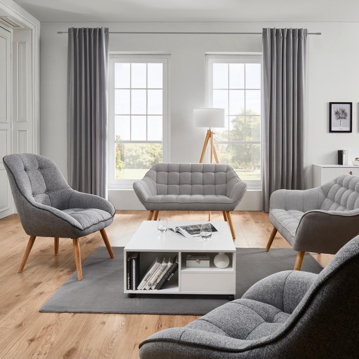Dvoumístná pohovka Monique, světle šedá - světle šedá, Moderní, dřevo/textil (127/76/74,5cm) - Bessagi Home