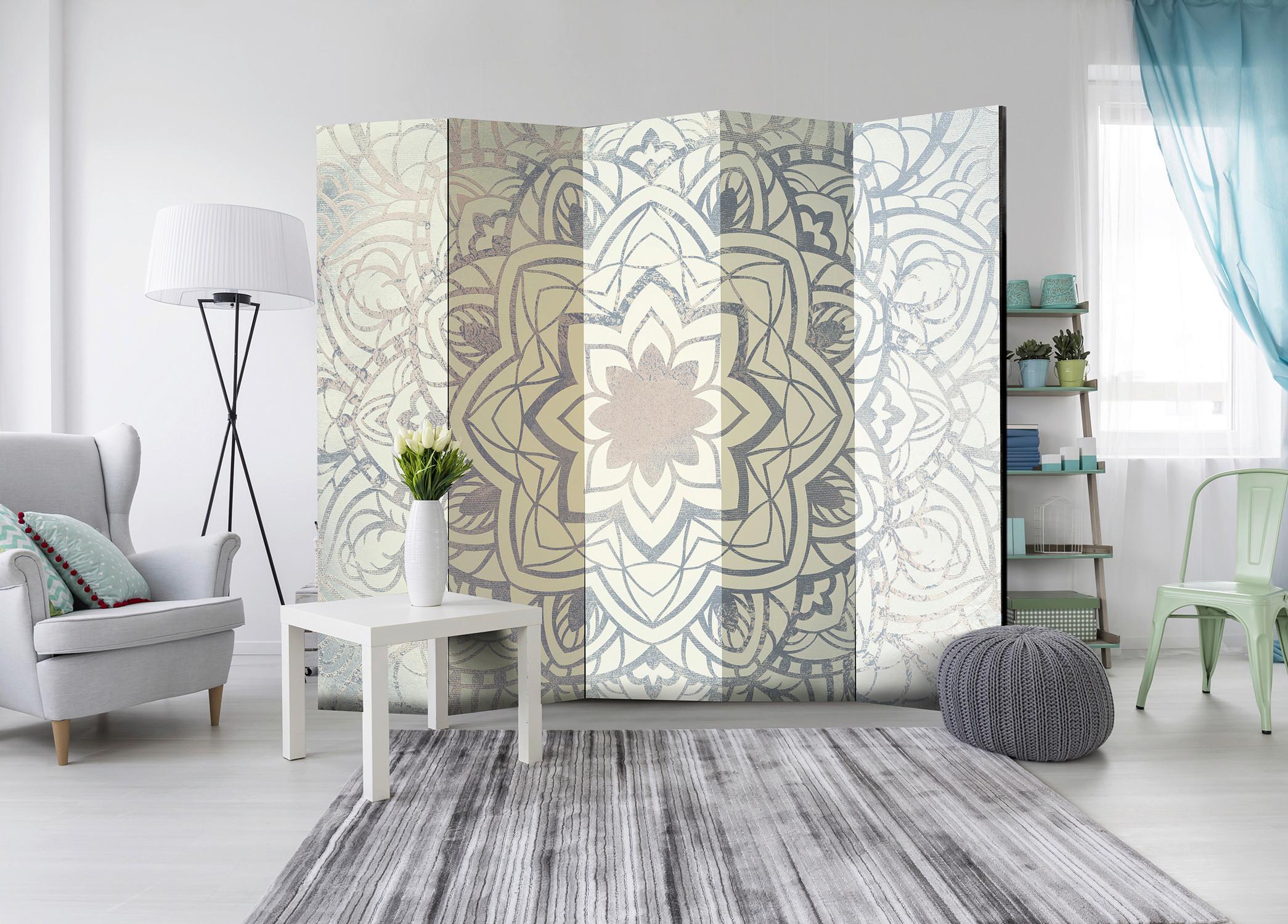 Paravent Grau Beige B: 225 cm - Beige/Grau, Basics, Holz/Textil (225/172/3cm) - artgeist