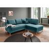 Ecksofa Valentina Petrol S: 230x200 Cm - Petrol/Naturfarben, MODERN, Textil (230/200cm) - Livetastic