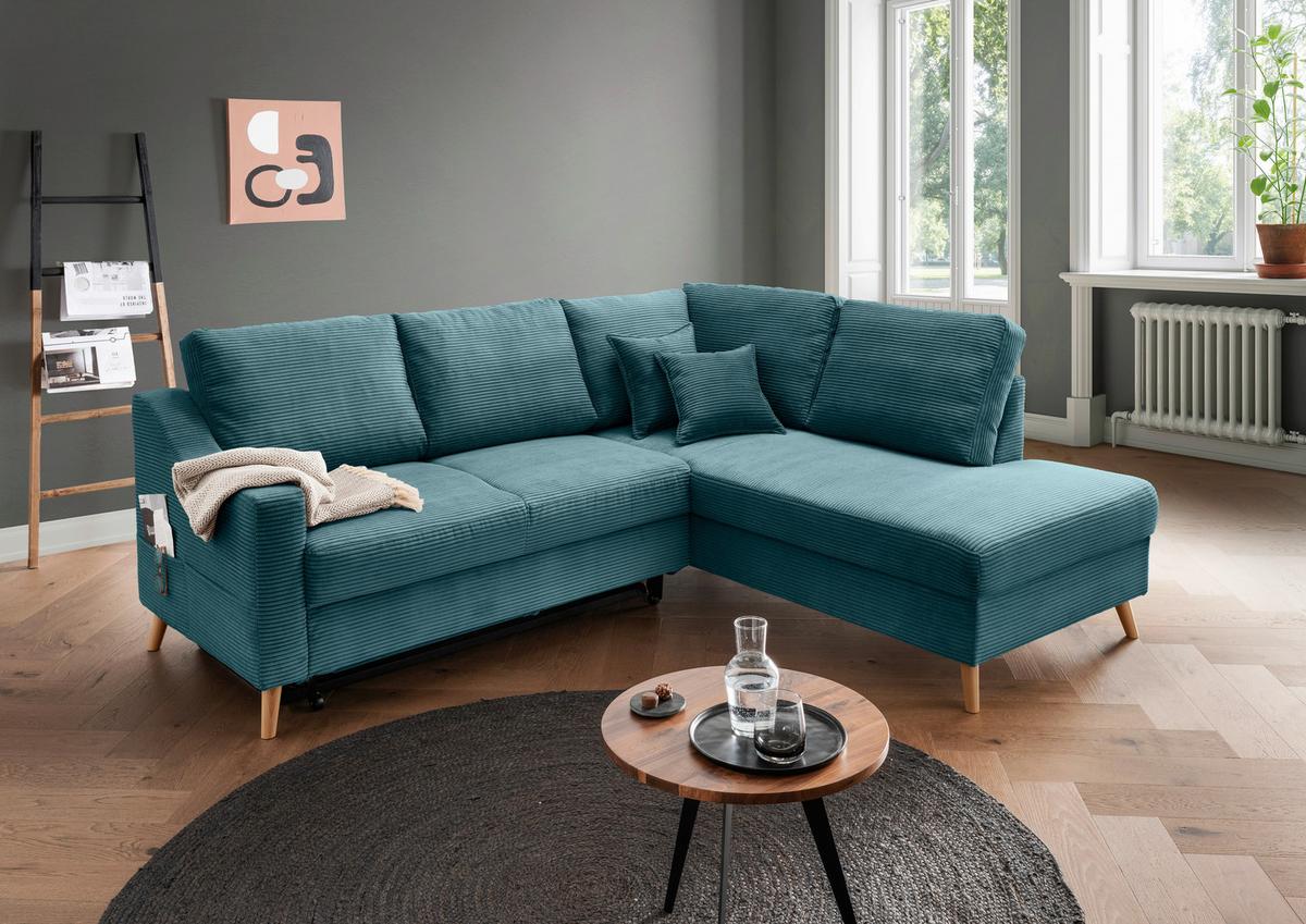 Ecksofa Valentina Petrol S: 230x200 Cm - Petrol/Naturfarben, MODERN, Textil (230/200cm) - Livetastic