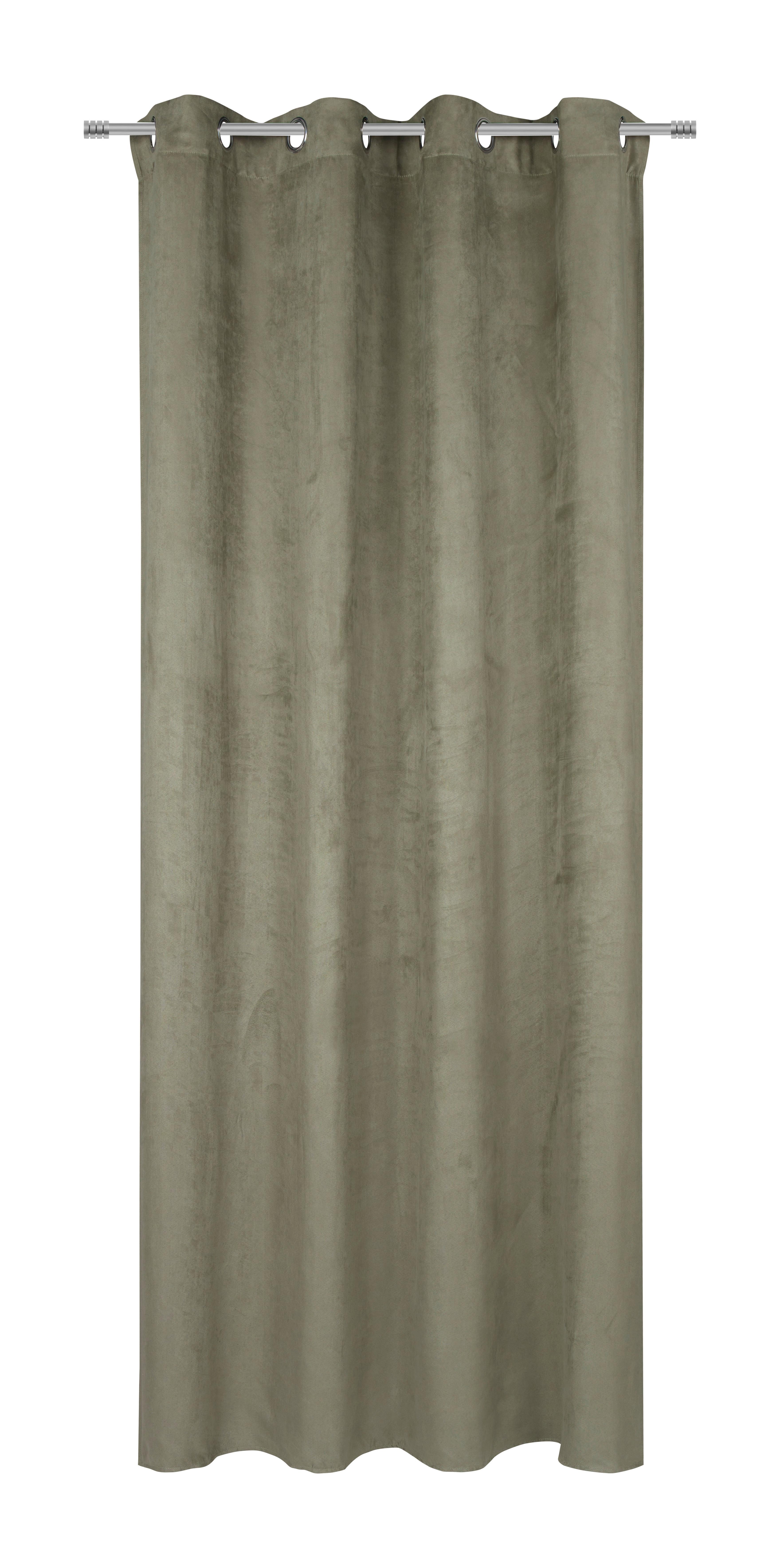 ZÁVĚS S OČKY Velours, 140/245cm, zelená - zelená, Konvenční, textil (140/245cm) - Mömax