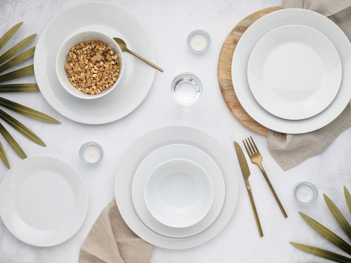 Tafelservice Porzellan, Weiß, 18-Teilig - Weiß, Basics, Keramik - Creatable
