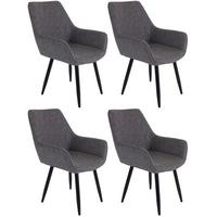 Armlehnstuhl-Set 4er Parker Grau Gepolstert, Vintage-Look - Schwarz/Grau, MODERN, Textil/Metall (58/87/64cm) - MID.YOU