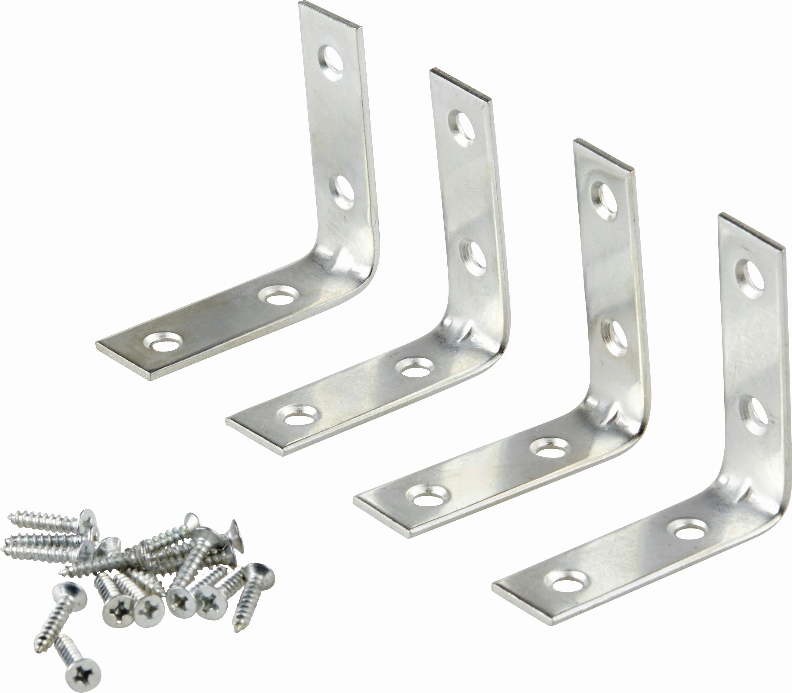 Winkelverbinder-set 4-tlg. 50x50 Mm Stahl Verzinkt - Silberfarben, KONVENTIONELL, Metall (1.6/5/5cm)