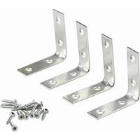 Winkelverbinder-Set 4-Tlg. 50x50 mm Stahl Verzinkt - Silberfarben, KONVENTIONELL, Metall (1.6/5/5cm)