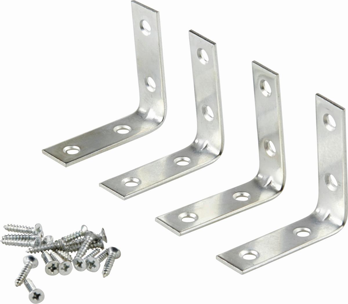 Winkelverbinder-Set 4-Tlg. 50x50 mm Stahl Verzinkt - Silberfarben, KONVENTIONELL, Metall (1.6/5/5cm)