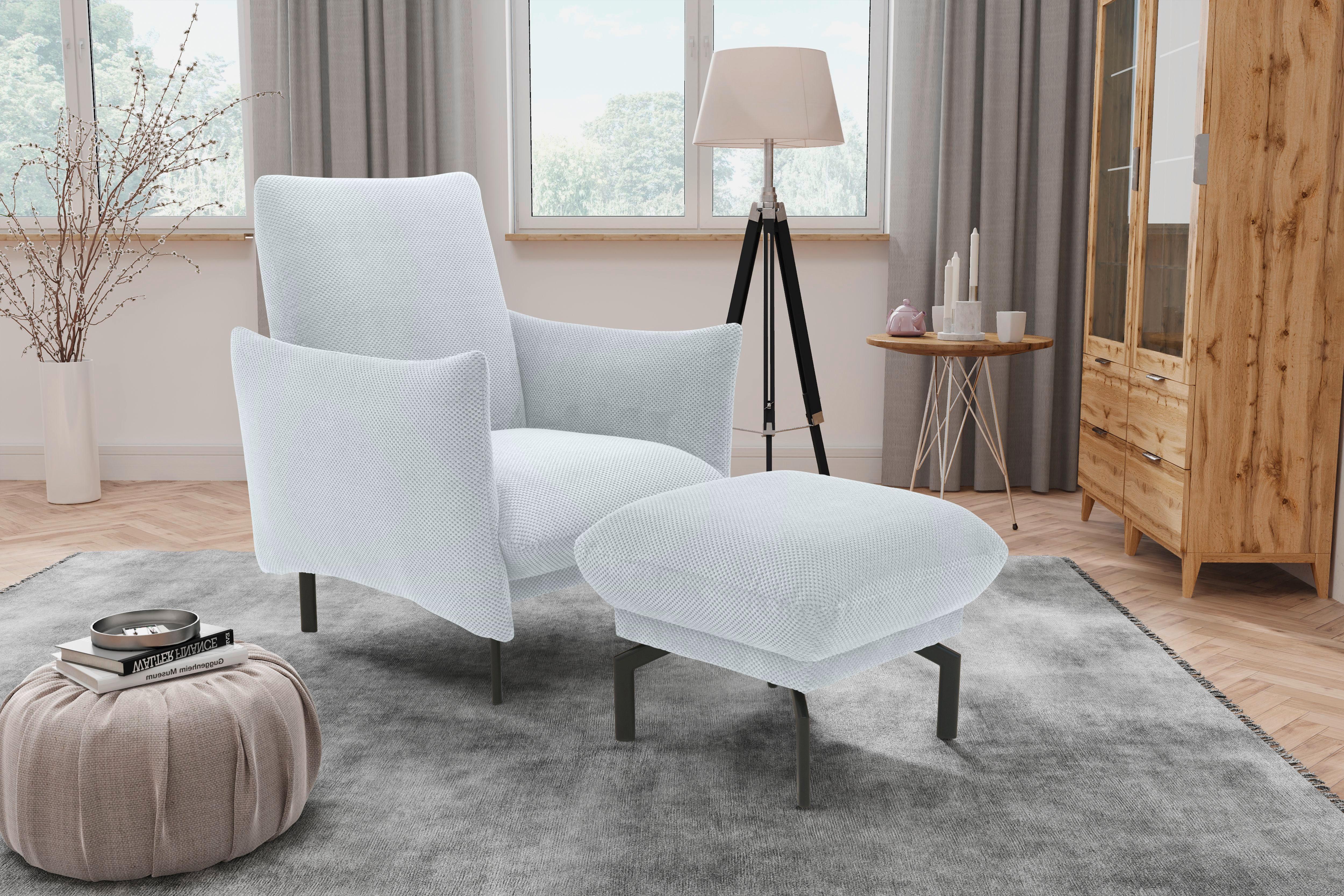 Hocker Silberfarben B: 57 cm - Silberfarben/Schwarz, Design, Textil (57/46/57cm) - MID.YOU