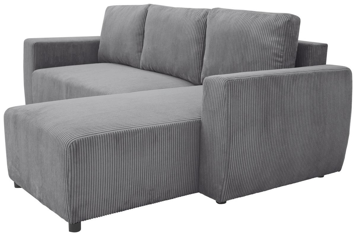 Eckschlafsofa mit Bettkasten Pharell, anthrazit, 230x155cm - Anthrazit/Schwarz, KONVENTIONELL, Holz/Holzwerkstoff (230/155cm)