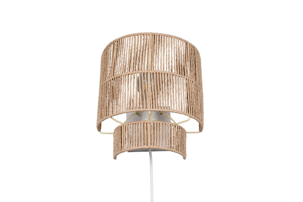 Wandleuchte Satna Braun Weiß B: 24,5 Cm - Braun/Weiß, Natur, Papier (24,5/24,5/14cm)