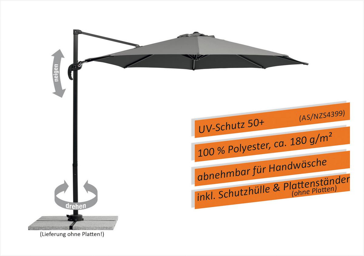 Ampelschirm Rhodos Junior BxHxT: 352x244x300 cm Anthrazit - Anthrazit, Basics, Textil/Metall (352/244/300cm) - Schneider