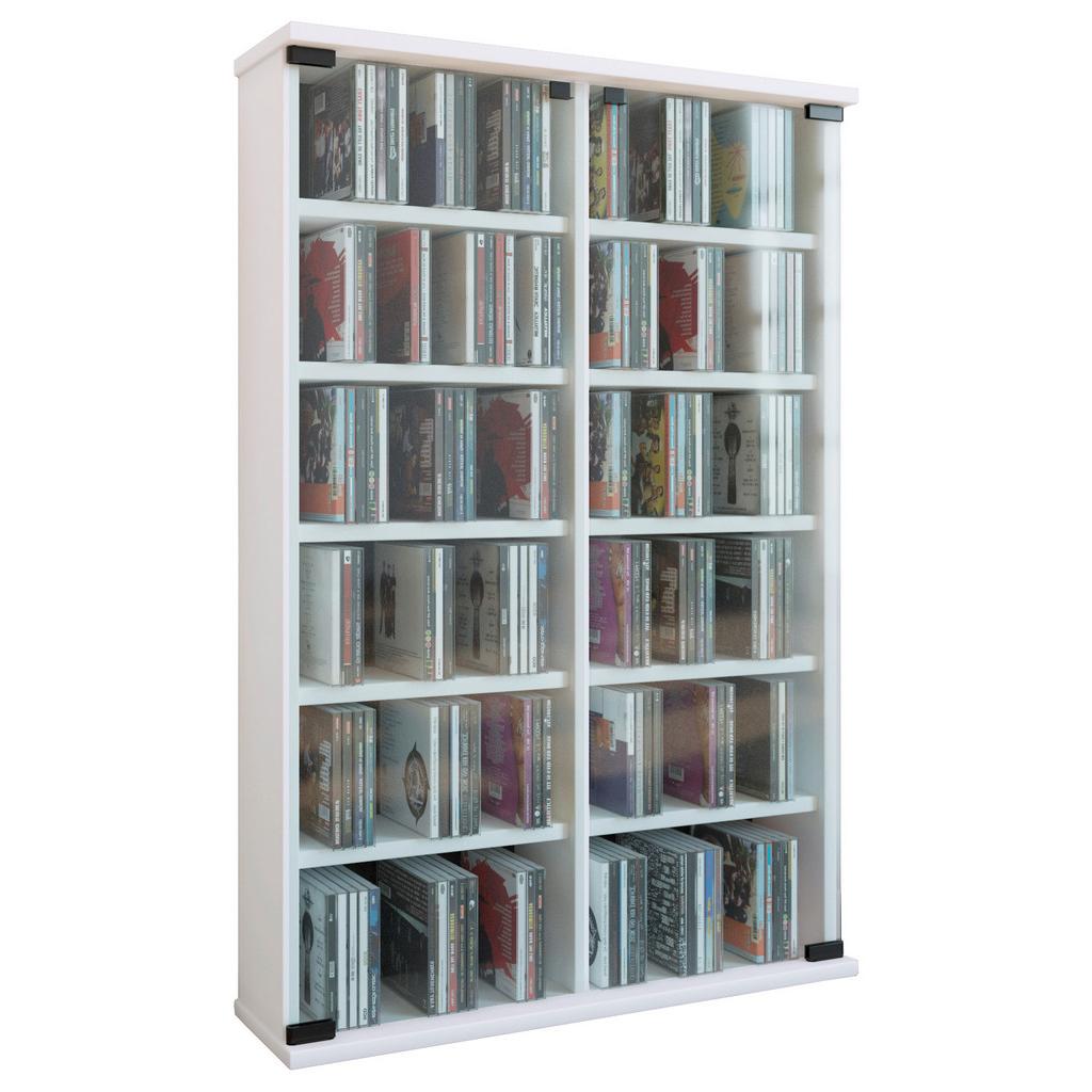 CD Regal mit Glastüren Roma 60 cm Weiß