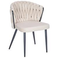 Stuhl Hardy Samt Beige B: 63 Cm - Beige/Schwarz, MODERN, Textil/Metall (63/58/78cm) - Livetastic