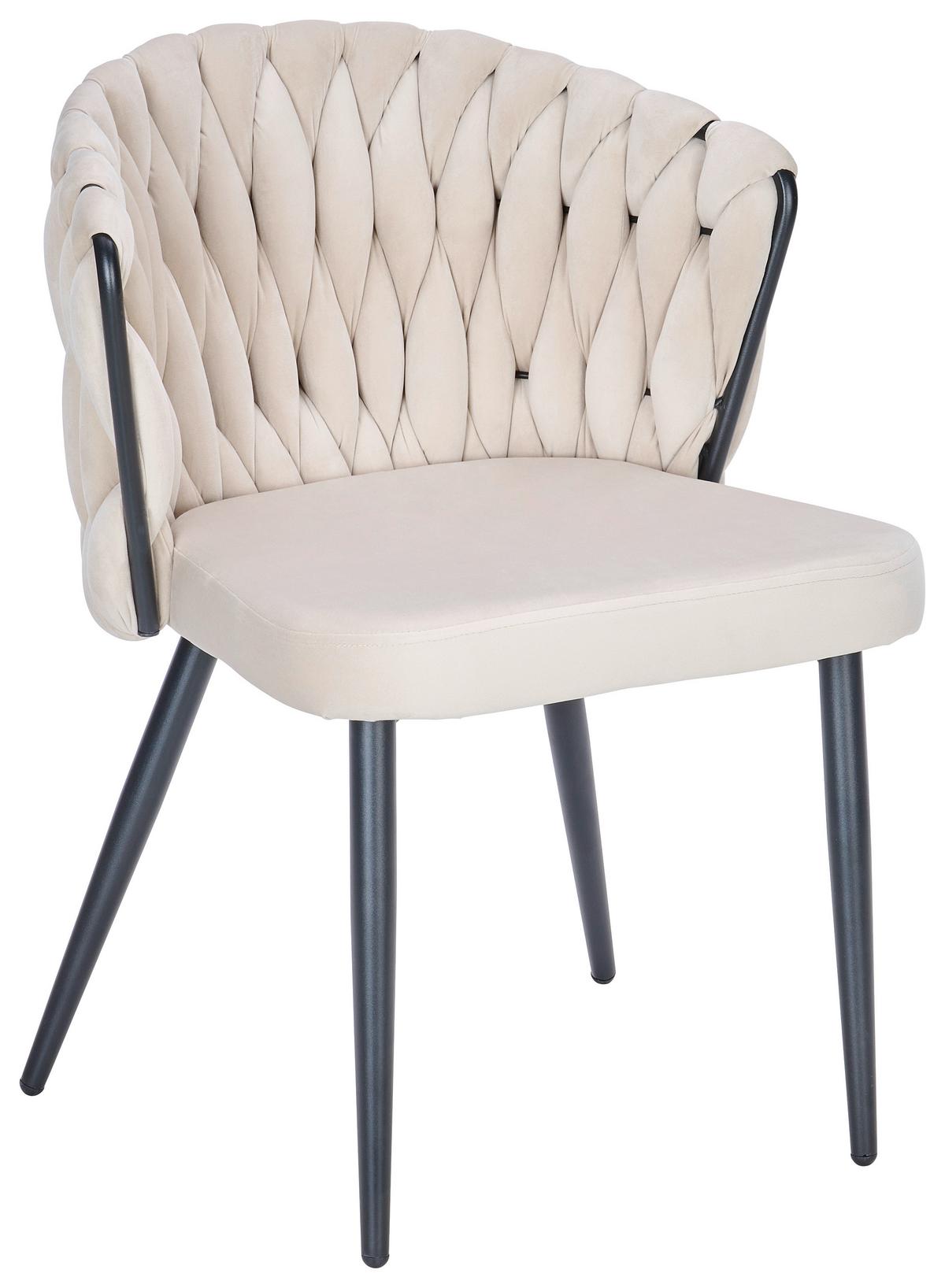 Stuhl Hardy Samt Beige B: 63 Cm - Beige/Schwarz, MODERN, Textil/Metall (63/58/78cm) - Livetastic