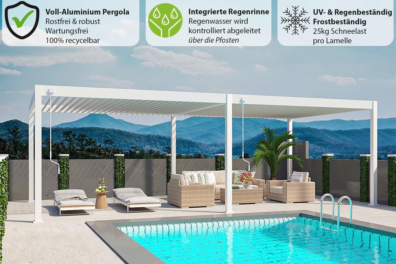 Pergola Deluxe Plus 800x400cm Wetterfest, Gartenpavillon - Weiß, Basics, Metall (800/255/400cm) - WEIDE