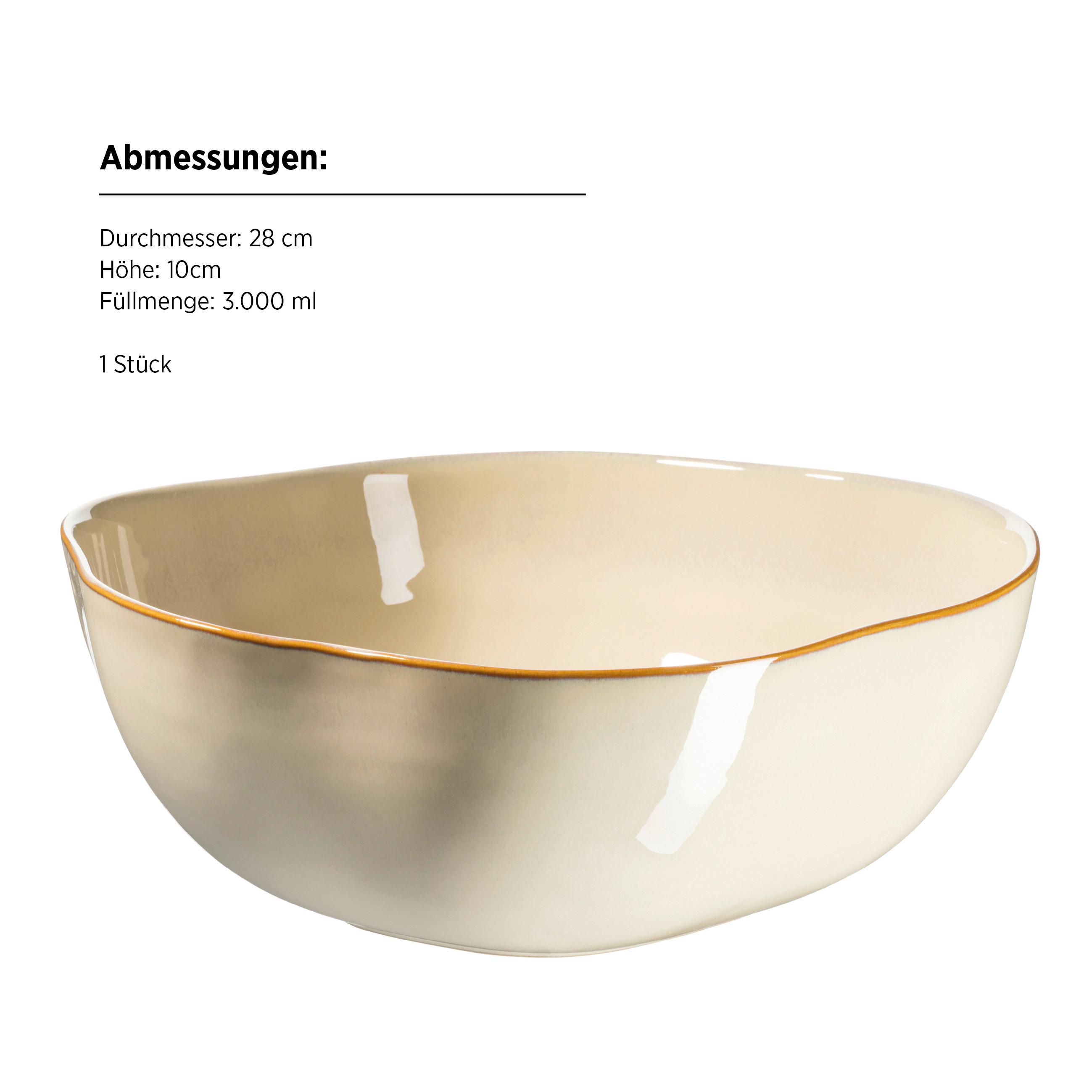 Schüssel Cordelia Sandfarben, 3000 Ml - Sandfarben, Trend, Keramik (28/10cm) - Mäser