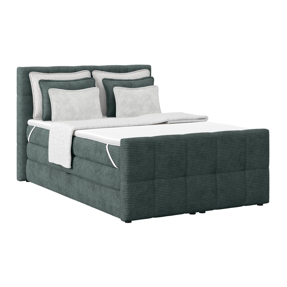 Boxspringbett mit Topper und Bettkasten 140x200 Medino - Blaugrau, KONVENTIONELL, Holz/Holzwerkstoff (140/200cm)