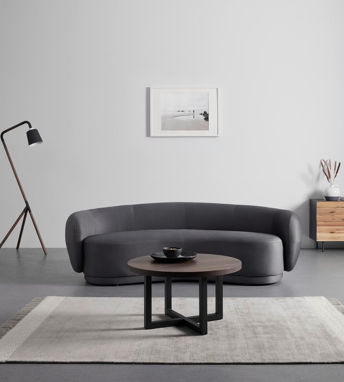 Moderná zamatová pohovka DAMARIS, tmavá sivá - čierna/tmavosivá, Modern, drevo/textil (230/75/100cm) - Bessagi Home
