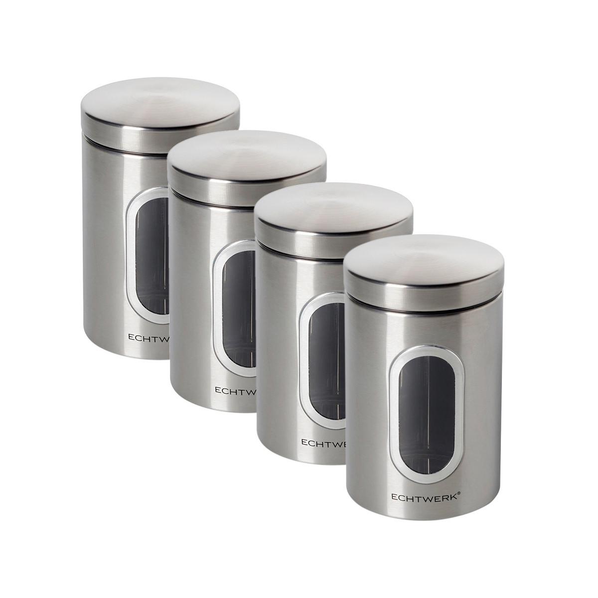 Vorratsdosenset 4-Teilig Silberfarben, B/H: 11x17,5 cm - Edelstahlfarben/Silberfarben, Basics, Metall (11/17,5cm) - Echtwerk