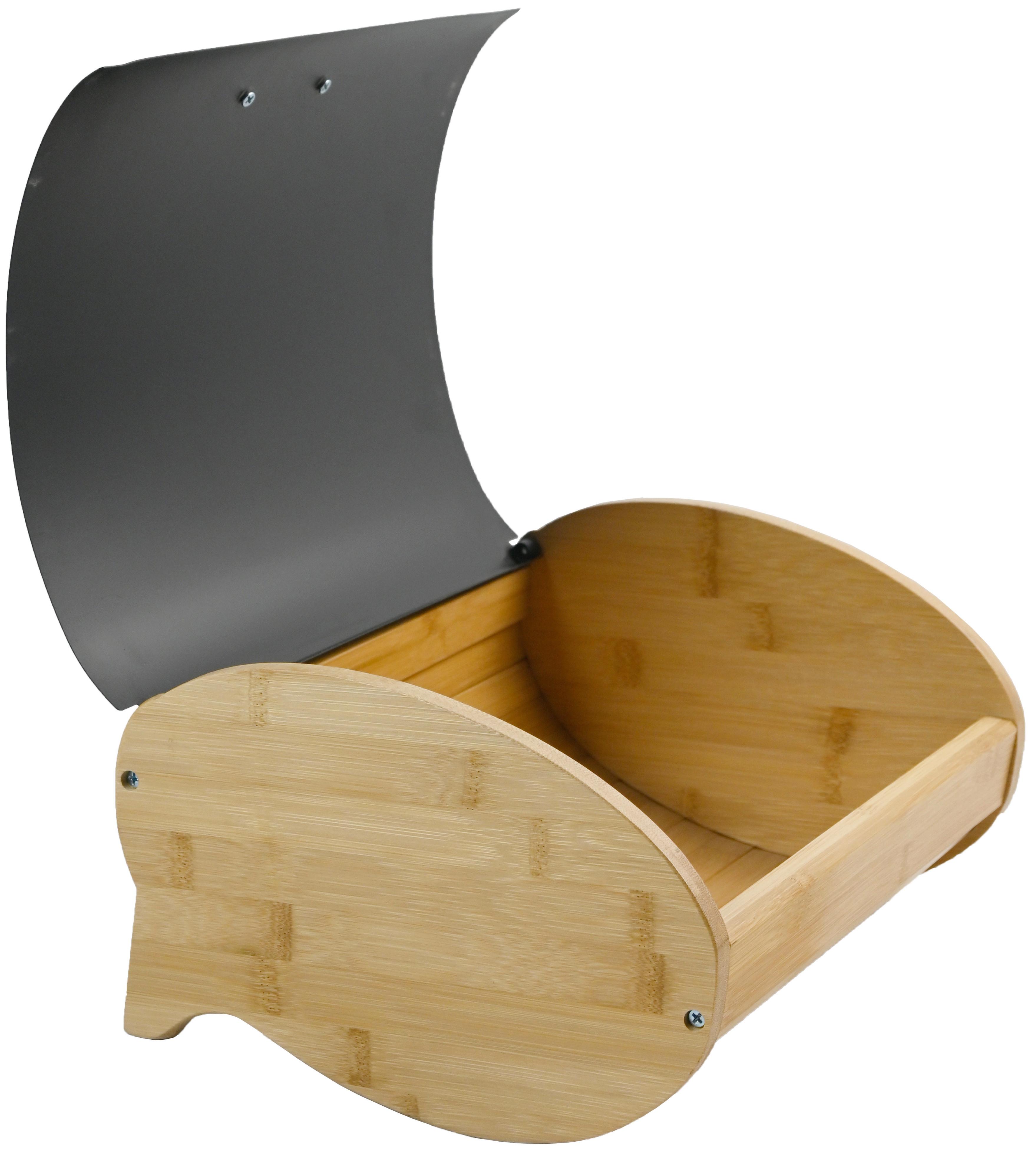 BOX NA CHLIEB SVEA - čierna/prírodná farba, Modern, kov/drevo (35/25/15,5cm) - Modern Living