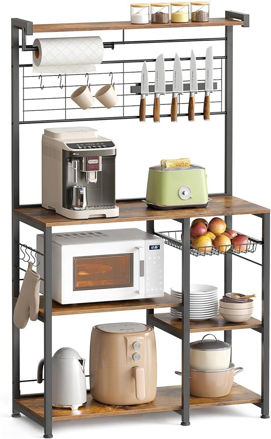 Regal Kitchen Shelf - Schwarz/Braun, MODERN, Holzwerkstoff/Metall (90/167/42cm) - MID.YOU