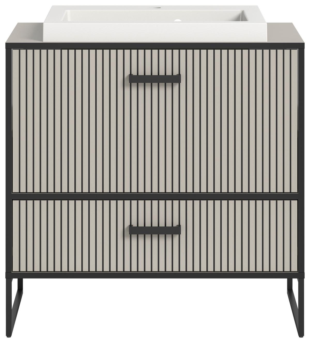 Waschtischkombi Bagno Kaschmir B: 80 Cm - Kaschmir/Schwarz, MODERN, Holzwerkstoff (80/84/48cm) - MID.YOU
