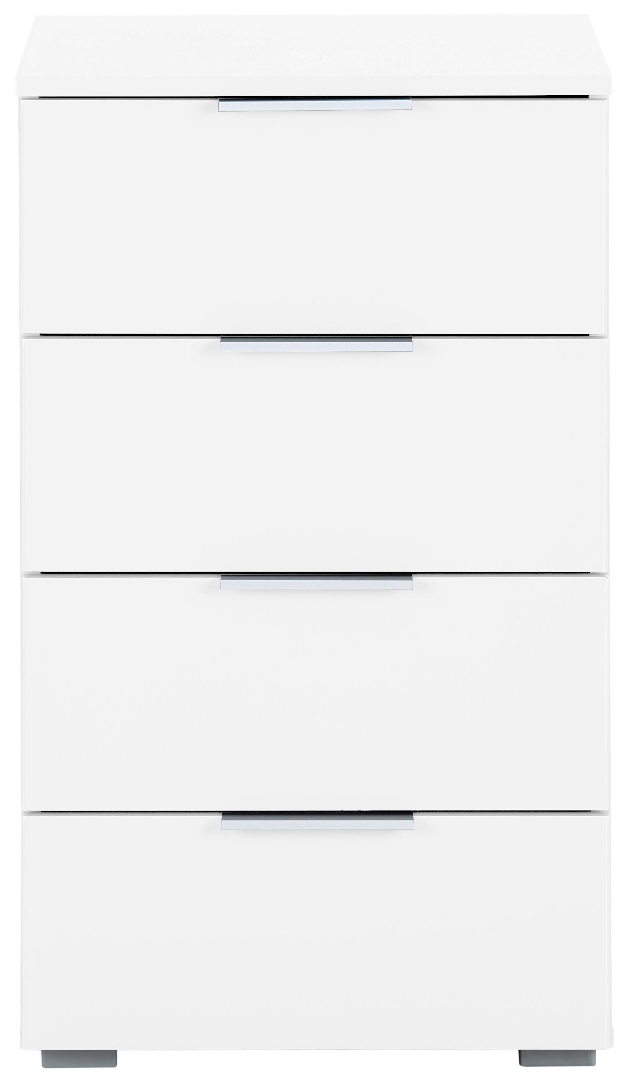 Nachtkästchen Weiß H: 81 cm Alabama - Alufarben/Weiß, MODERN, Holzwerkstoff (47/81/42cm) - Rauch Möbel