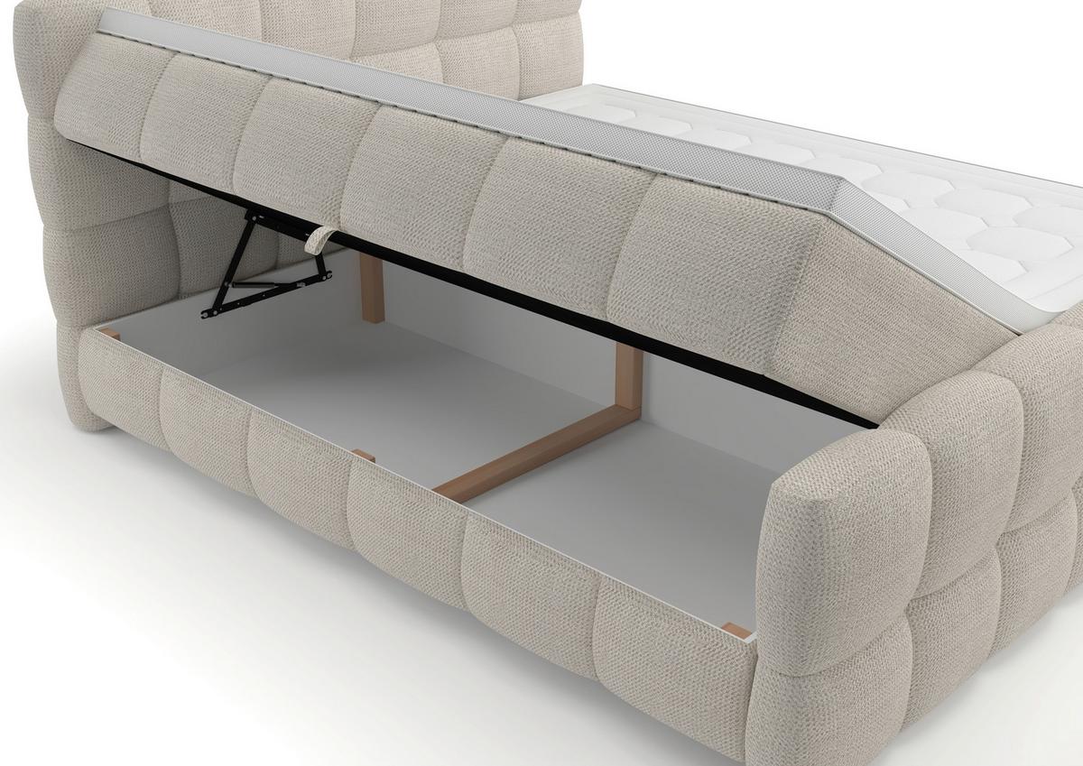 Boxspringbett Brisbane inkl. Bettkasten 180x200 - Creme/Schwarz, Trend, Holz/Holzwerkstoff (180/200cm) - Sembella